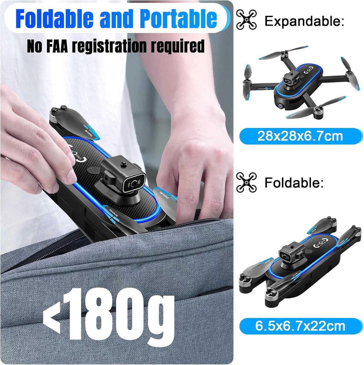 Drone met camera, 1080P, drone-camera met 4,5 inch lcd-display, 2 batterijen, motor zonder weegschaal, optische stroom, FPV-drone RC quadricopter voor beginners