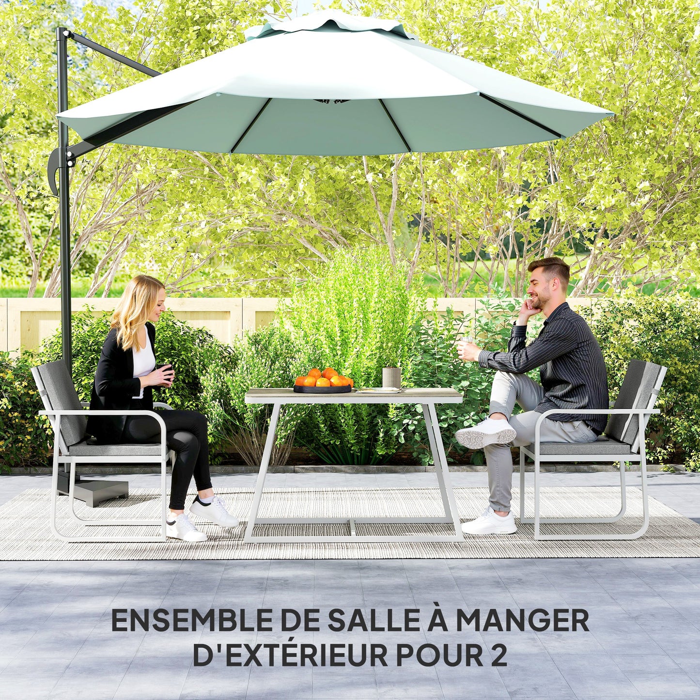 Tuinset – Tuinmeubelset – Bistroset – Balkonset – Loungeset – 2-Persoons Met Wasbare Kussens – Gepoedercoat Staal Frame 108x60x72 cm – Grijs
