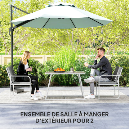 Tuinset – Tuinmeubelset – Bistroset – Balkonset – Loungeset – 2-Persoons Met Wasbare Kussens – Gepoedercoat Staal Frame 108x60x72 cm – Grijs