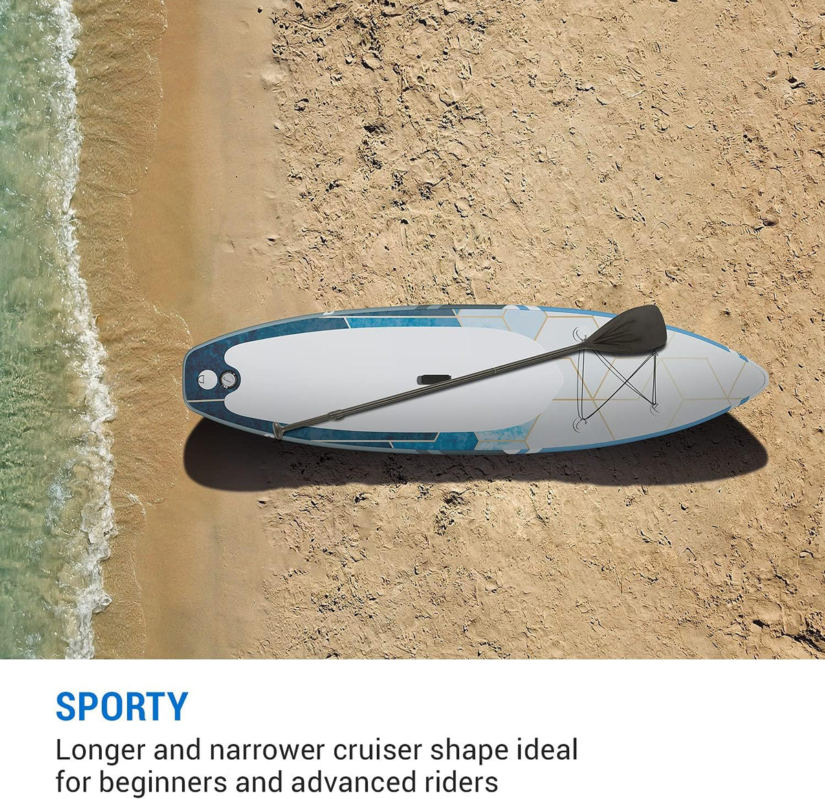 Capital Sports Lanikai Cruiser Opblaasbaar stand-up paddleboard, sup, sup board, set: board + peddel + riem + rugzak + pomp, cruiservorm, telescopische peddel