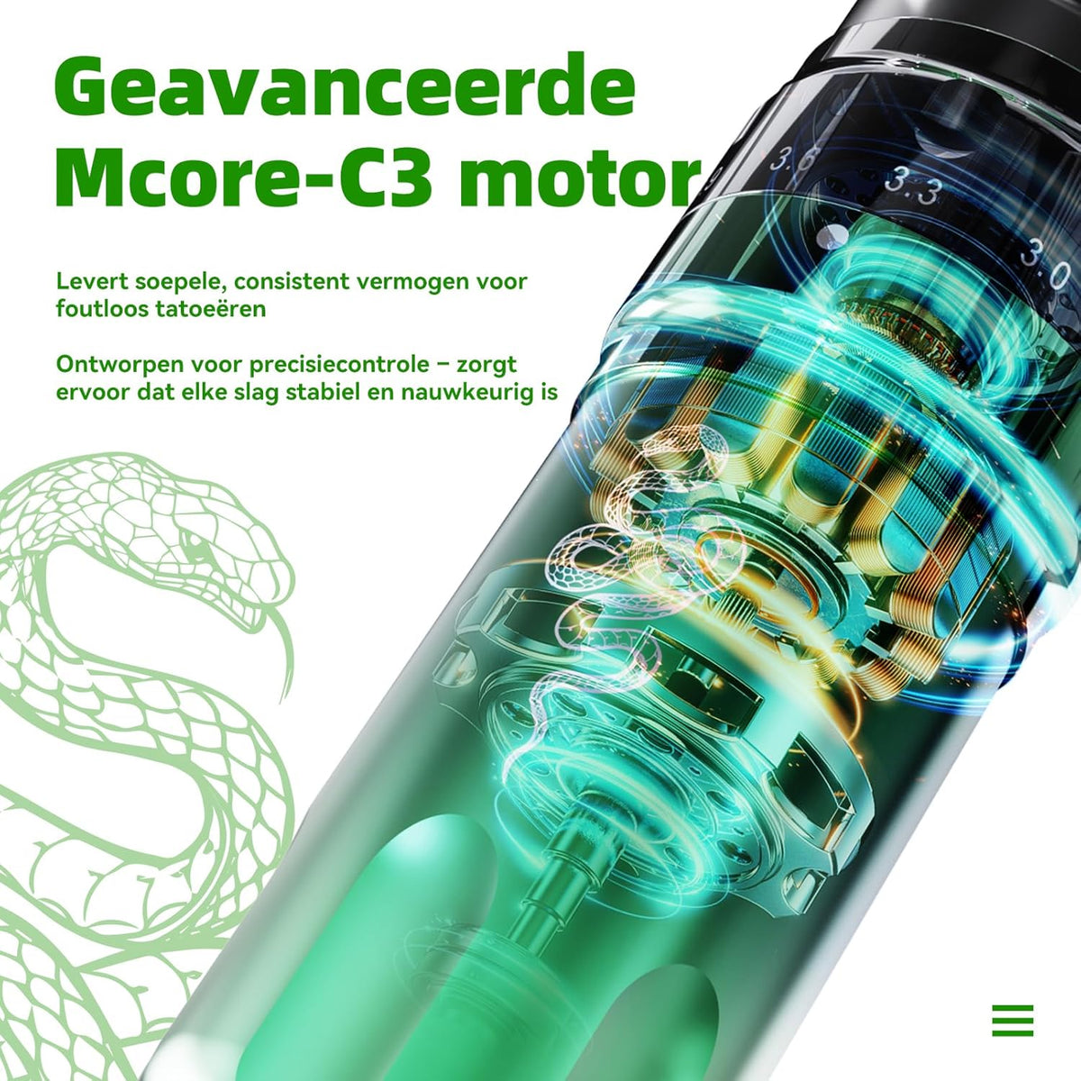 Mast Tattoo Pen Machine, Fold Pro Cordless Year of Snake Edition Tattoo Machine, Power Motor by Mcore-C3, 3000mAh Battery Power Supply