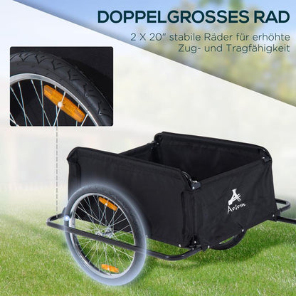 Vouwbare Fietskar – Fietsaanhanger – Transportkar – Bagagekar – Handkar – Draagvermogen 40 kg – Afmetingen 140x88x60 cm