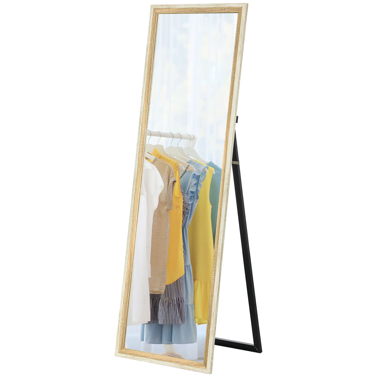 Staande Spiegel – Passpiegel – Vloerspiegel – Full Length Spiegel – Vrijstaande Spiegel – Kantelbaar – Metalen Gouden Frame – 160x40 cm