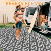 Buiten Vloerkleed - Buitenkleden - Buitentapijt - Opvouwbaar - UV-bestendig - Waterdicht - Buitenmatten - voor Buiten - Balkon - Strand - Picknick -Terras - Rechthoekig -  270 x 365 cm - Grijs