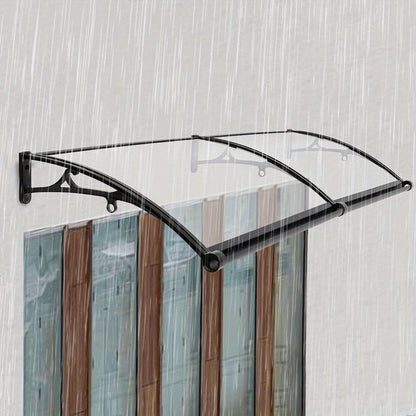 Overkapping – Terrasoverkapping – Paviljoen – Pergola – Veranda – Transparant Boogvormig Dak – Aluminium Zwart Frame – Ingebouwde Goten – Stevig & Weerbestendig