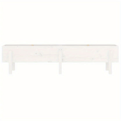 Verhoogde Tuinbak – Plantenbak – Moestuinbak – Kweekbak – Bloembak – Wit – Massief Vurenhout – 160x30x38 cm Hoog