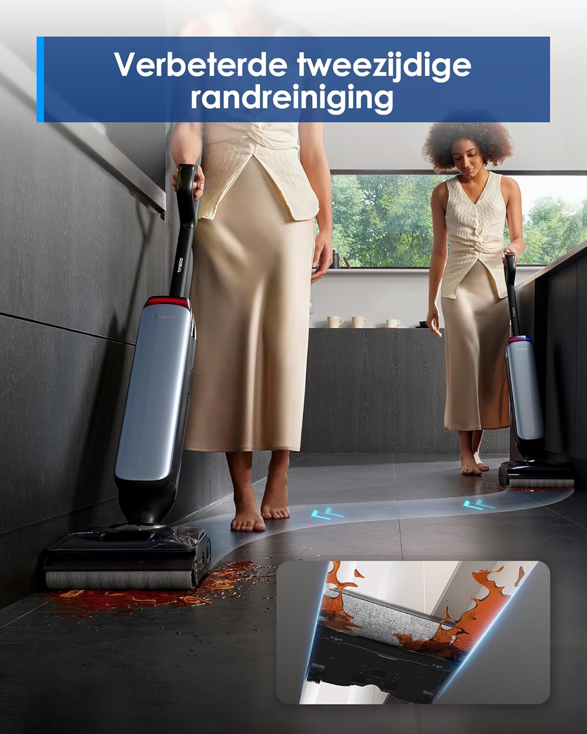 Tineco Floor One S9 Artist nat-droog stofzuiger, 22kPa, 360° SmoothDrive, anti-klit, zelfreinigend, 50 minuten werktijd, reinigen met dubbele rand, 180° Lay-Flat, Flashdry bij 85°C