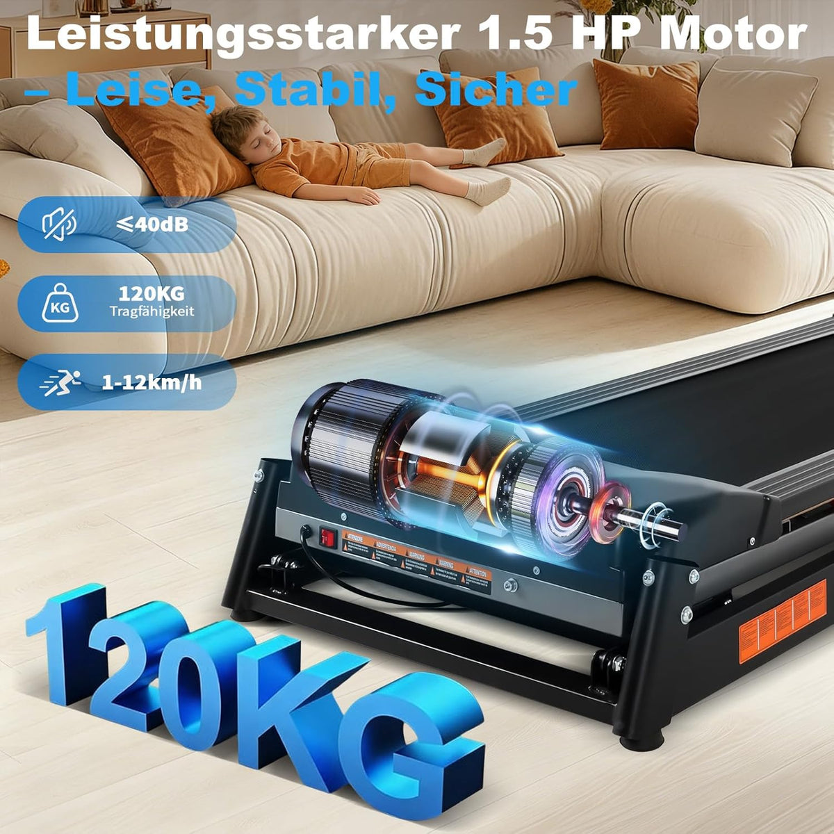 ISE Loopband Elektrisch 5% helling, inklapbaar, 16 km/u, borstelloze motor 3,0 pk, stille < 45 dB, 12 intelligente programma's,hartslagsensoren, ruimtebesparend, max. 130 kg