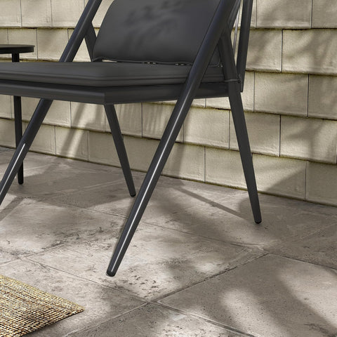 Outsunny Bistroset voor de tuin, bistroset, 3-delig, 2 stoelen met kussens + ronde salontafel, dienblad van gehard glas, aluminium frame, grijs