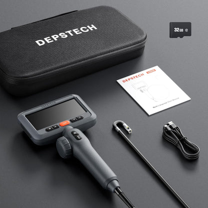 DEPSTECH Endoscoop met dubbele lens met 210 graden tweeweg-scharnier, industriële endoscoopcamera met verlichting, 0,33 inch sonde, 3M waterdichte flexibele slangenbuis, video-inspectiecamera-tool