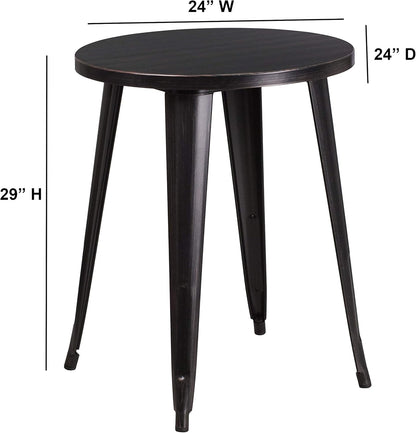 Flash Möbel 61 cm ronde metalen indoor-outdoor tafel, metaal, zwart/antiek goud, 71,12 x 63,5 x 12,7 cm