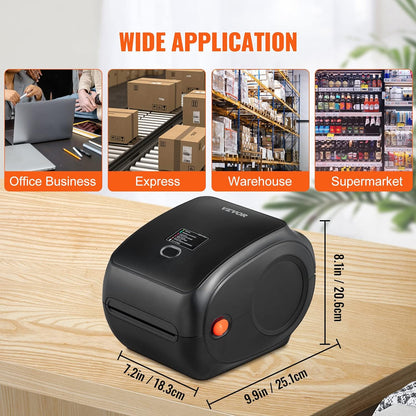 VEVOR Bluetooth labelprinter, HD (300DPI) DHL labelprinter, automatische herkenning van etiketten, ondersteunt Windows/MacOS/Linux/Chromebook, geschikt voor Amazon, Ebay, Etsy, enz