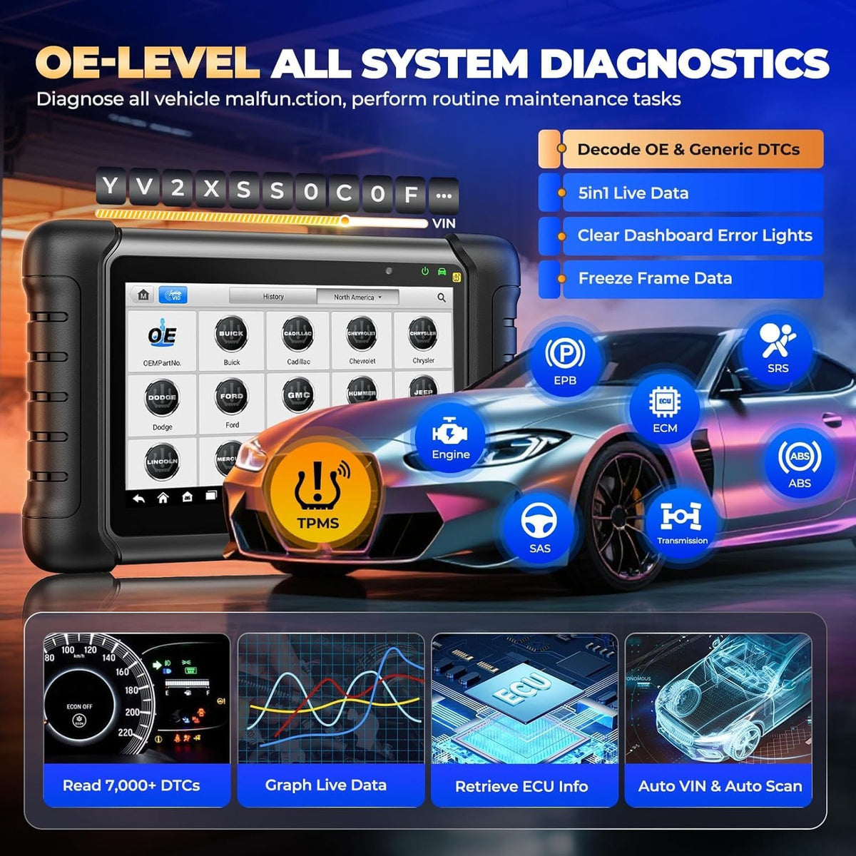 Autel MaxiCheck MX808S-TS, 2024 Android 11 Gebaseerd TPMS Opnieuw Leren/Programmeren Tool, Nieuwe Versie. van MaxiCOM MK808TS/ MK808S-TS/ MX808TS, Geavanceerde TPMS-Retrofit, Bidirectionele Besturing