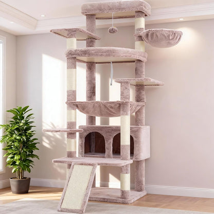 Krabpaal Kat – Krabboom – Kattenmeubel – Klimpaal – Kattenkrabpaal – Smoke Grey – Stevig Sisal – Meerdere Ligplaatsen - QUORE