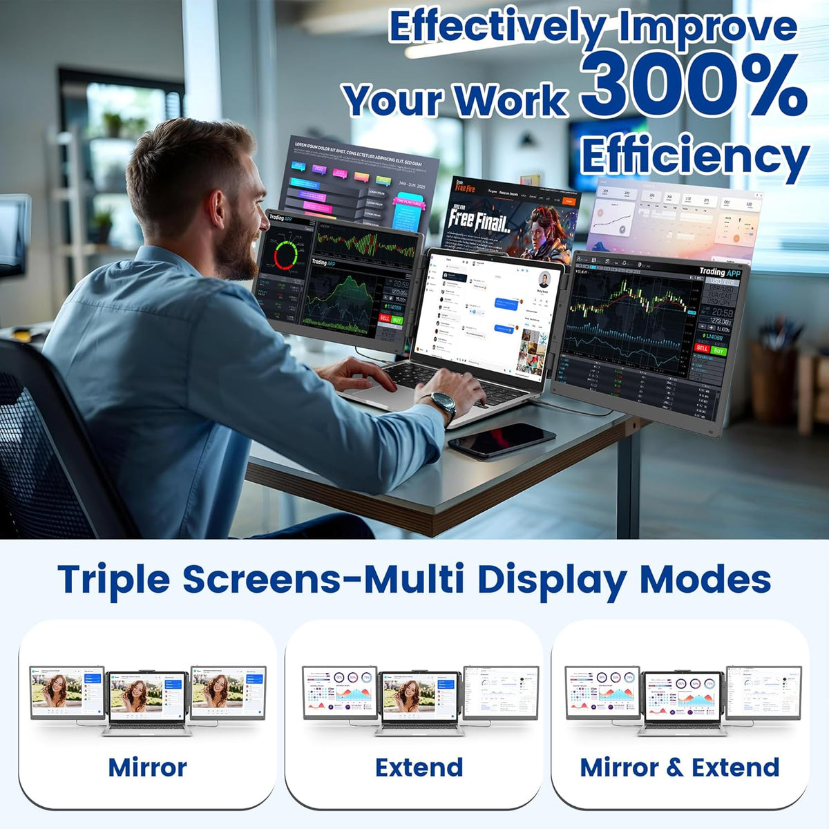 15,6 Inch Draagbare Monitor – Mobiel Scherm – Extra Beeldscherm – Laptop Extender – USB-C Monitor – Full HD 1080p – 120% sRGB Kleurruimte - QUORE