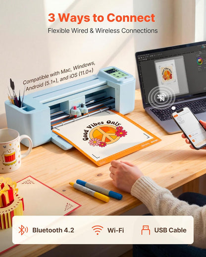VEVOR Vinylsnijplotter, 305 mm, met gereedschapsset, touchscreen-bediening, multifunctionele snijmachine, compatibel met iOS, Android, Mac, Windows, voor het knutselen van kaarten, papier