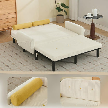 Corduroy Loveseat – 2-Zits Bank – Slaapbank – Fauteuil – Lounger – Verstelbare Rugleuning – Opbergruimte Onder Zitvlak