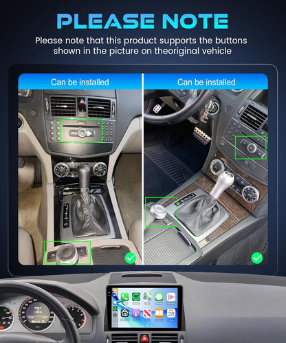 4G + 128G Android autoradio voor Mercedes Benz C klasse W204 S204 met COMAND 2006-2011, 9 inch in-cell display carplay draadloze Android Auto GPS Navi WiFi FM/RDS/EQ Bluetooth Mirror Link SWC