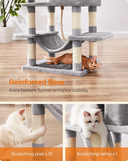 Kattenkrabpaal – Kattenboom – Krabpaal – Kattenhuis – Kattenmeubel – Ruim 168 cm Hoog – 13 Krabpalen Met Sisal