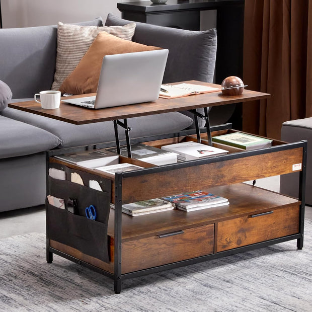 Koffietafel - Table - Coffe table - Living Room Table - Lift Top salontafel - tafel met extra opbergruimte - omklapbare salontafel voor de woonkamer - 35in - Wit - 57.76lbs