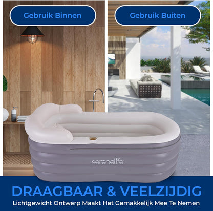 Opblaasbaar Ligbad – Opblaasbare Badkuip, Draagbare Badkuip, Opvouwbare Badkuip, Opblaasbaar Bad – Bubble Massage Mat, Kleurveranderende LED-Verlichting – 168 X 76 X 66 Cm, Tot 86 Kg