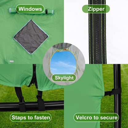 Trampoline Tent 427 cm Overkapping Afdekking, Trampoline Dak Accessoire voor Rechte Stangen met 6 Stangen, Bescherming tegen Zon en Wind, Geschikt voor Outdoor Gebruik (Groen)