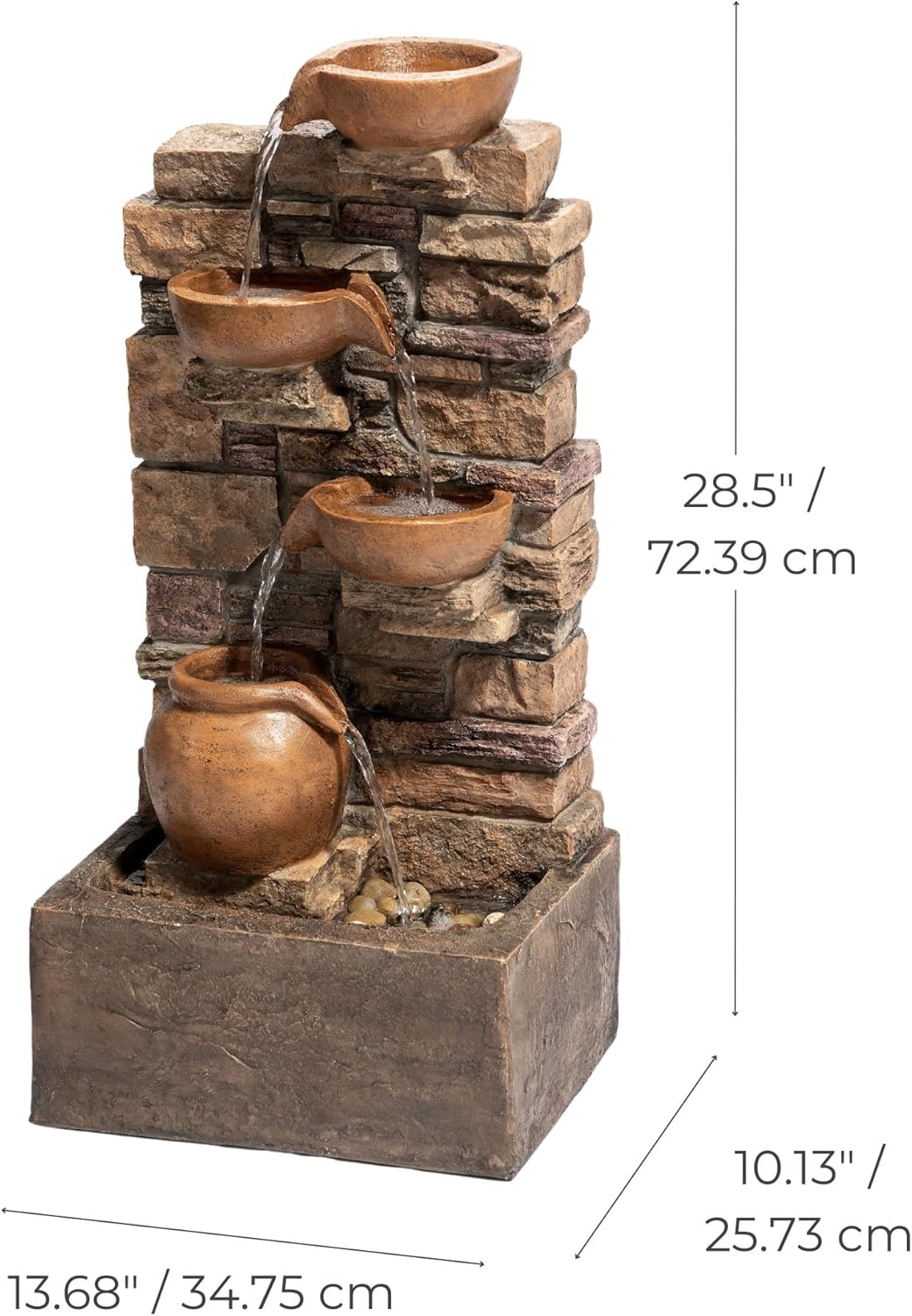 Teamson Home 4 Lagen Waterval Fontein Bruin LED Outdoor Decor
