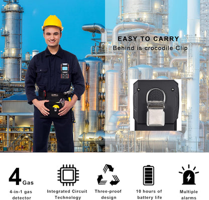 Upgrade Nieuw Model Draagbare Voice Type Multi Gas Detectoren, Handheld Luchtkwaliteit 4 Gas Monitor met Groot Digitaal LCD Display, Oplaadbare Lithium Batterij Aangedreven (Zwart)