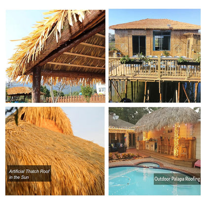 YANGUANG Strodak Thatch Roll 0,5x1-10m Palm Riettegel Tiki Huts Thatch Nepgras Vlamvertragend Anti-veroudering voor Buiten Tiki Bar Pavilion Huis Tuin, Geen Onderhoud(Size:10m/32.8ft)