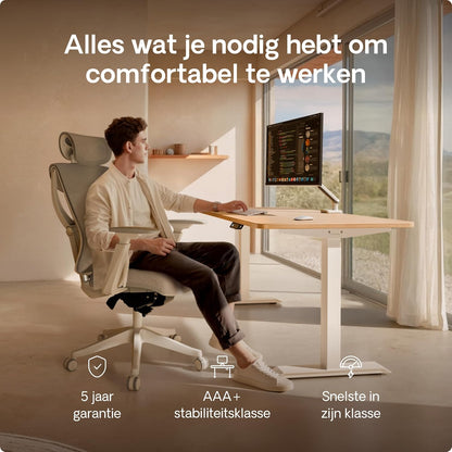 Height adjustable desk (120 x 60 cm), sitting and standing desk with charging sockets, desk height adjustable, electric touch screen and steel feet, desk height adjustable from Desktronic - QUORE