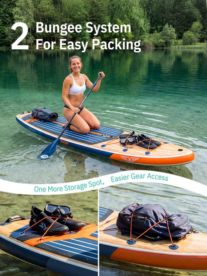 Niphean Opblaasbaar paddleboard (extra groot), SUP voor 2+1 personen/familie, stand-up paddleboard met (Beginner-vriendelijk) evenwichtige vleugel, waterdicht telefoonzakje, paddleboard voor