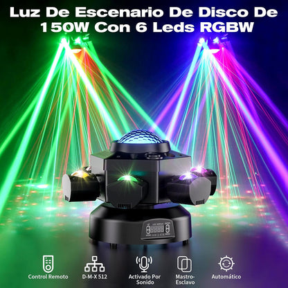 150W Mini Moving Head Light – LED Moving Head – DJ Licht – Partyverlichting – Discobol Licht – 6 RGBW LEDs – Draaibare Kop 540° Horizontaal & 180° Verticaal