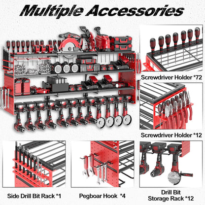 Organizer voor elektrisch gereedschap (rood, 12 boorhouders)