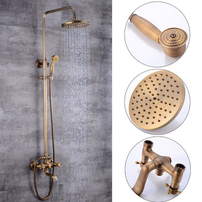 Doucheset – Regendouche – Handdouche – Douchekraan – Douchegarnituur – Messing Retro Design – Verstelbare Glijstang 7-100 cm