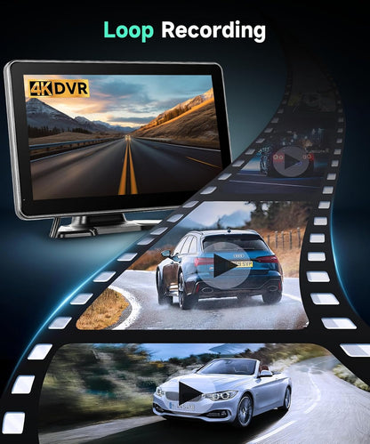 Achteruitrijcamera, 10,1 inch, IPS HD, 1080P, kleurenmonitor en 4 camera's, achteruitrijcamera met BSD DVR-opname, nachtzicht, dodehoekwaarschuwing, USB/TF, waterdichte camera voor vrachtwagen, camper