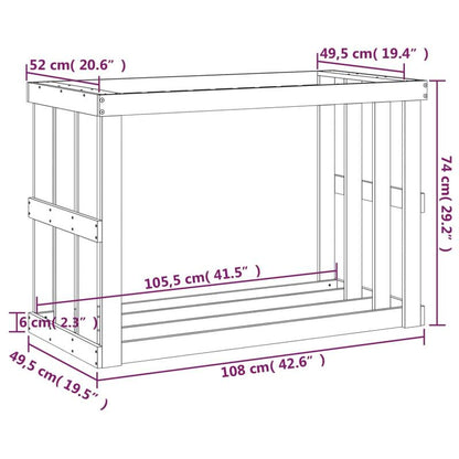 Houtopslagrek – Houtrek – Vuurhoutrek – Brandhoutrek – Houthouder – Wit – Massief Dennenhout – 108x52x74 cm – Geschikt Binnen en Buiten