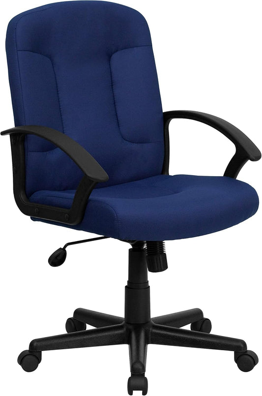 Bureaustoel – Kantoorstoel – Werkstoel – Stofferige stoel – Bureaufauteuil – Marineblauw – Middelhoge Rugleuning – Ademend Stofzitting
