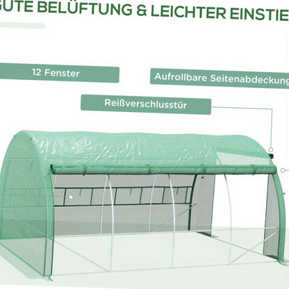 Kweekkas – Broeikas – Tuinkas – Foliekas – Serre – Polytunnel – Stalen Frame – 3,97x3x2 m – UV Bescherming – Groen