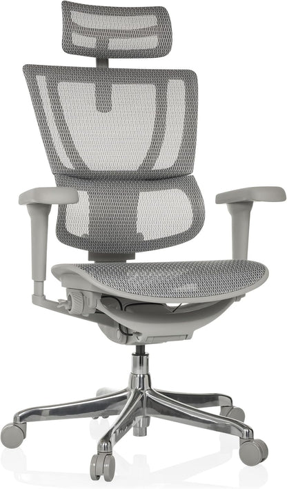 hjh OFFICE Ergonomische Ergohuman Slim Ultra G GEN2 Bureaustoel met flexibele lendensteun, netbespanning, grijs