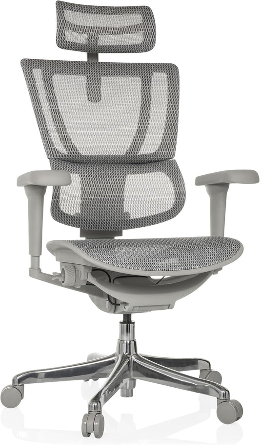 hjh OFFICE Ergonomische Ergohuman Slim Ultra G GEN2 Bureaustoel met flexibele lendensteun, netbespanning, grijs