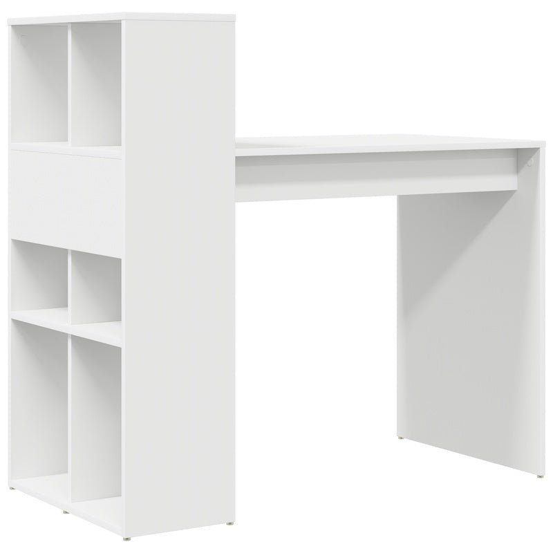 Bureau – Werkplek – Schrijftafel – Computerbureau – Studiebureau – Wit – MDF – Mid-Size – 2 Planken – Ruimtebesparend – Eenvoudige Montage