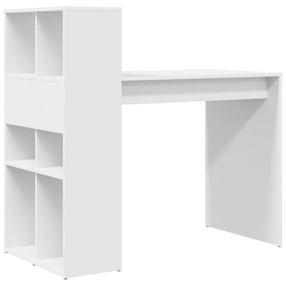 Bureau – Werkplek – Schrijftafel – Computerbureau – Studiebureau – Wit – MDF – Mid-Size – 2 Planken – Ruimtebesparend – Eenvoudige Montage