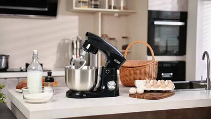 Stand Mixer, 4.5+5.5L Two Stainless Steel Bowls, 10+P Speed 1500W Tilt-Head Food Mixer with Dough Hook, Beater & Whisk
