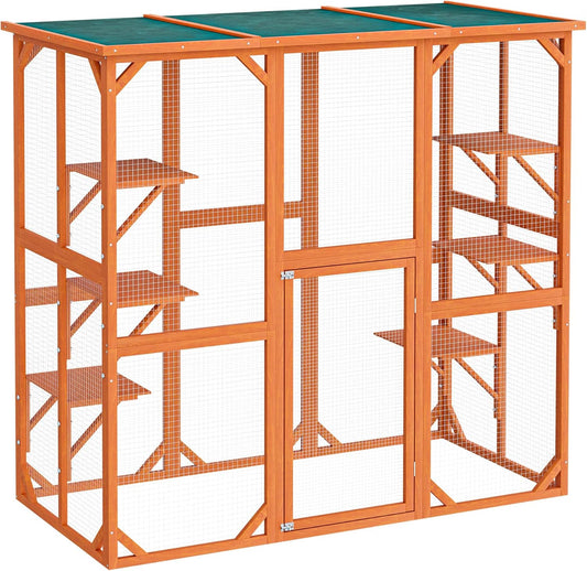 Wiltec Weerbestendig outdoor kattenverblijf 180 x 88 x 169 cm met 6 ligplaatsen