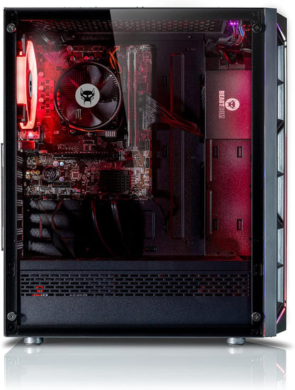 BEASTCOM Q3 Essential Gaming PC, centrale unit Gamer, AMD Ryzen 3 4X4,00GHz, 16 GB RAM, 1 TB SSD, 4K Vega 8 Core Graphics, HDMI, USB 3.2, Wifi, Windows 11 Pro