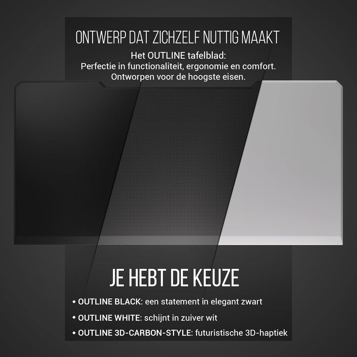 Ultimate Setup® Tafelblad 160x80, Bureaublad, Gaming Bureau, Kantoortafel, Gaming Desk, Standing Desk, Massief MDF-blad (Zwart, 160x80x2,5 cm)