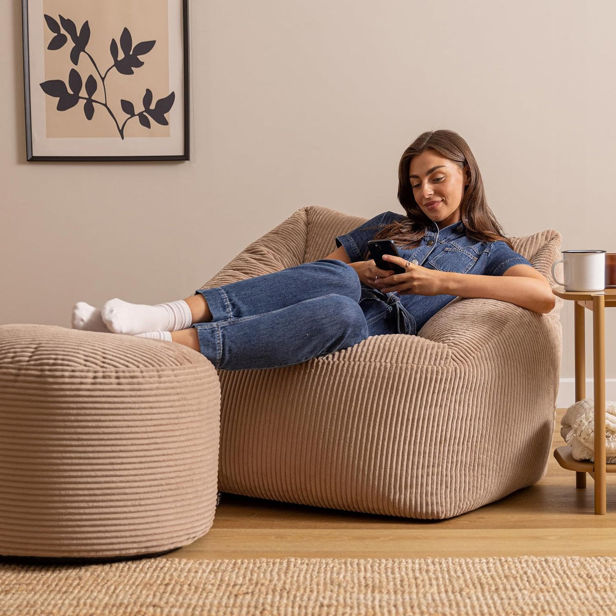 Zitzak – Zitzakstoel – Zitzakfauteuil – Beanbag – Loungezitzak – Corduroy – Groot Formaat – Inclusief Vulling