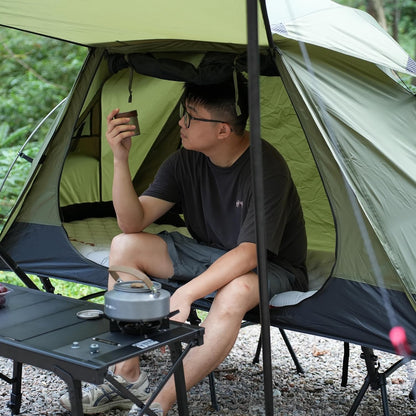1 Man Oasis Tent 2 kg ultralicht, 7001 aluminium stangen, PU5000 waterdicht met 210T polyester, één-in-één ontwerp, compacte backpacktent met ventilatieramen, voor wandelen, vissen, reizen