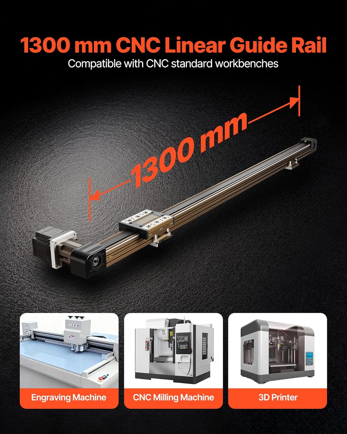 VEVOR Lineaire geleiderail, 1300 mm, riemaandrijving, CNC-lineaire bewegingsaandrijving met Nema34, hogesnelheidsstappenmotor, voor graveermachine, CNC-freesmachine, 3D-printer