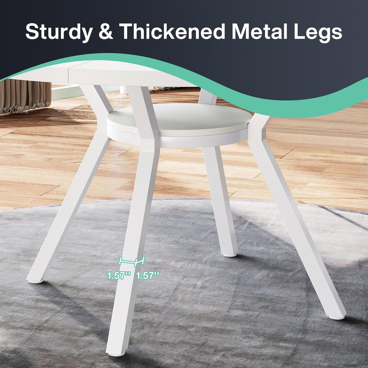 Tribesigns Round Dining Table, 120 cm Large Kitchen Tables for 6-8 People, Modern Style with Metal Legs for Dining Room, Kitchen, Cafe (Table Only)